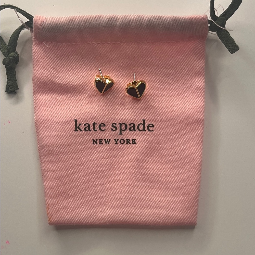 Kate Spade Gold and Black Heart Earrings